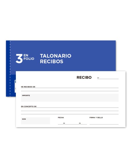 Talonario liderpapel recibos 3 fº apaisado original y 2 copias sin matriz