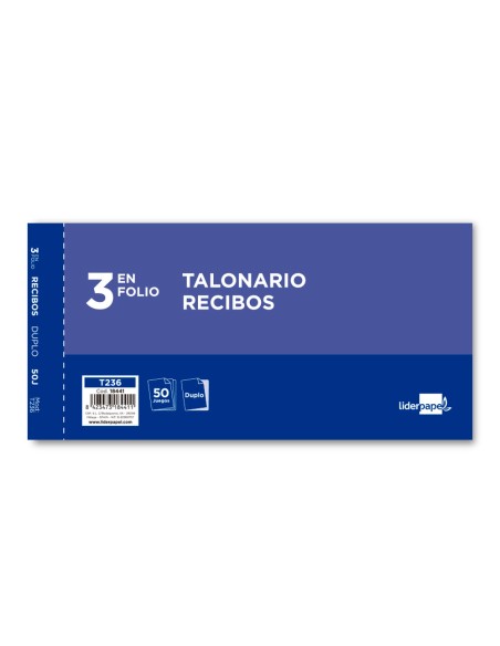Talonario liderpapel recibos 3 fº original y copia t236 sin matriz