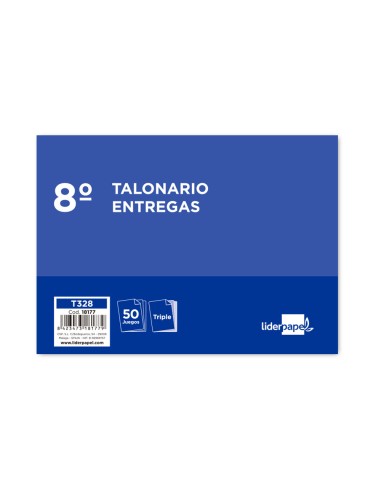 Talonario liderpapel entregas 8º original y 2 copias t328 apaisado