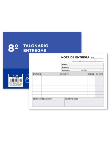 Talonario liderpapel entregas 8º original t128 apaisado