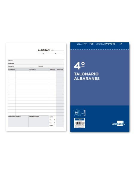 Talonario liderpapel albaran cuarto original y dos copias t315