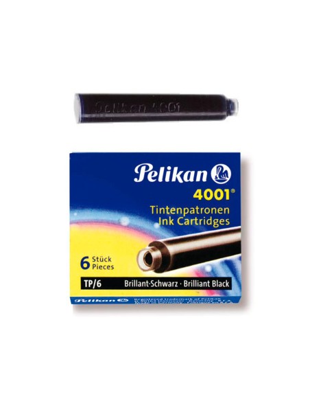 Tinta para plumas pelikan negra caja 6 cartuchos