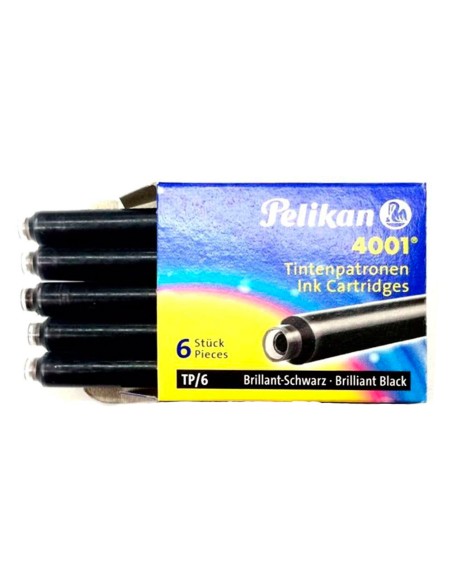 Tinta para plumas pelikan negra caja 6 cartuchos