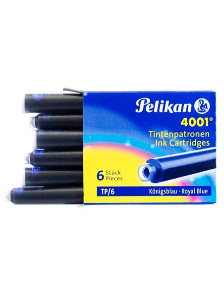 Tinta para plumas pelikan azul real caja 6 cartuchos
