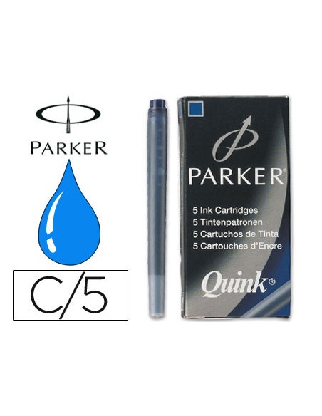 Tinta estilografica parker azul permanente caja de 5 cartuchos
