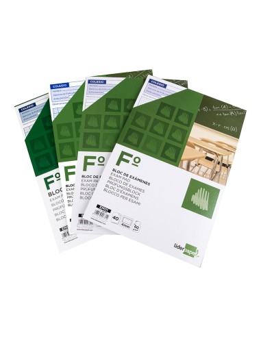Bloc examenes liderpapel cuadro 2mm folio 40 hojas 60g m2