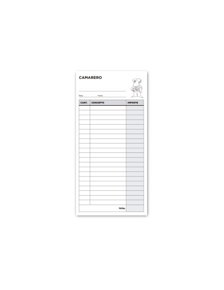 Talonario liderpapel camarero 3 fº original y 2 copias t314