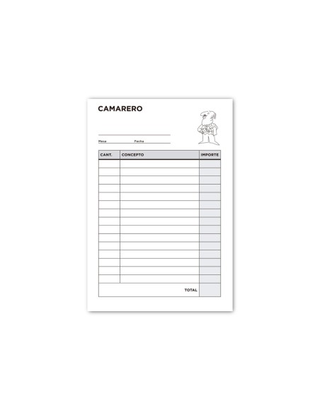 Talonario liderpapel camarero 8º original y copia t202