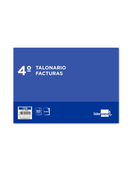 Talonario liderpapel facturas cuarto original y copia t218 apaisado con iva
