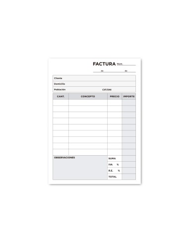 Talonario liderpapel facturas 8º original y 2 copias t300 con iva