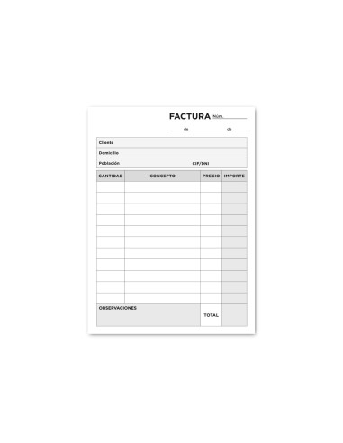 Talonario liderpapel facturas 8º original y copia t201 sin iva