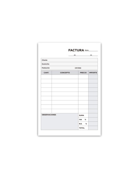 Talonario liderpapel facturas 8º original y copia t200 con iva