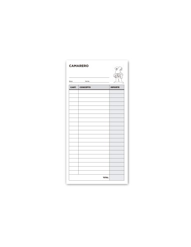 Talonario liderpapel camarero 3 fº original t114