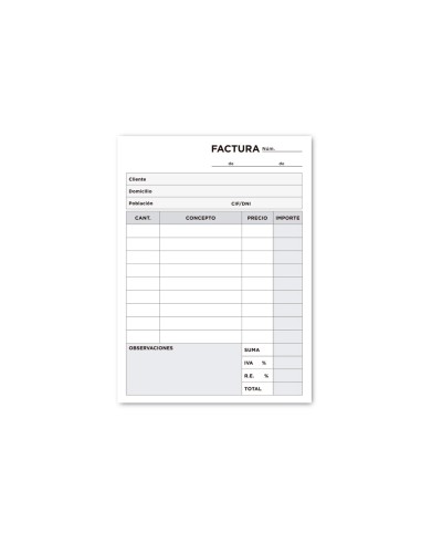 Talonario liderpapel facturas 8º original t100 con iva