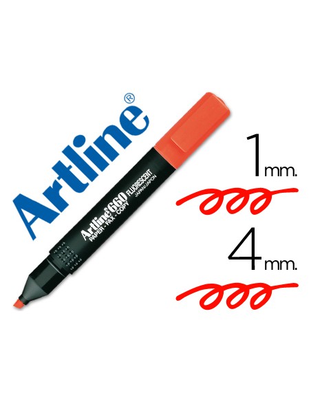 Rotulador artline fluorescente ek 660 rojo punta biselada