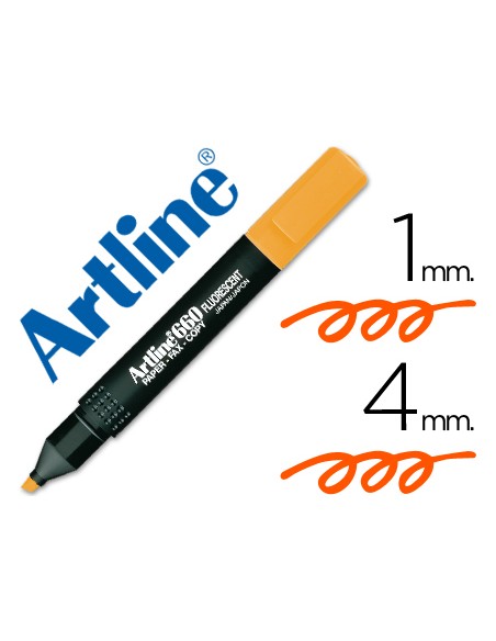 Rotulador artline fluorescente ek 660 naranja punta biselada