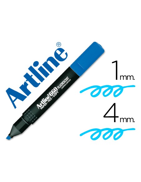 Rotulador artline fluorescente ek 660 azul punta biselada