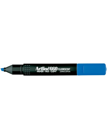 Rotulador artline fluorescente ek 660 azul punta biselada