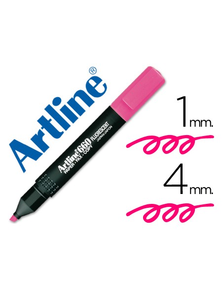 Rotulador artline fluorescente ek 660 rosa punta biselada