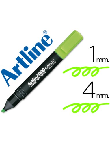 Rotulador artline fluorescente ek 660 verde punta biselada