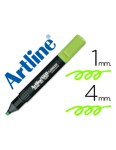 Rotulador artline fluorescente ek 660 verde punta biselada