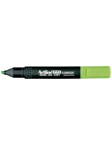 Rotulador artline fluorescente ek 660 verde punta biselada