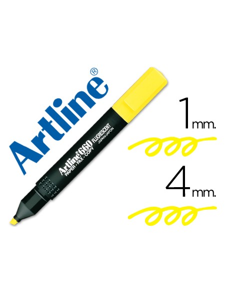 Rotulador artline fluorescente ek 660 amarillo punta biselada
