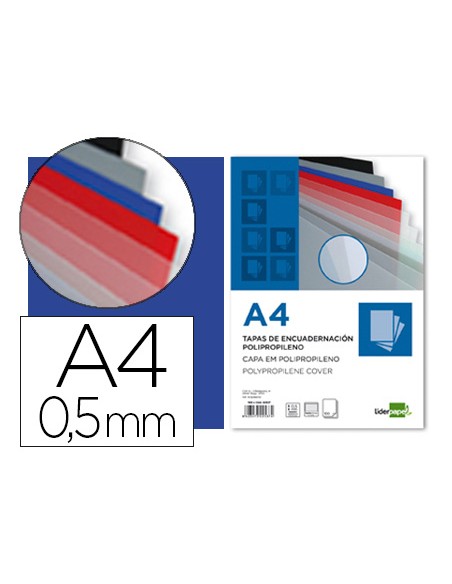 Tapa encuadernacion liderpapel polipropileno a4 05 mm azul translucido paquete de 100 unidades