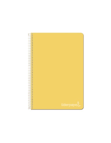 Cuaderno espiral liderpapel folio witty tapa dura 80h 75gr cuadro 4mm con margen color amarillo