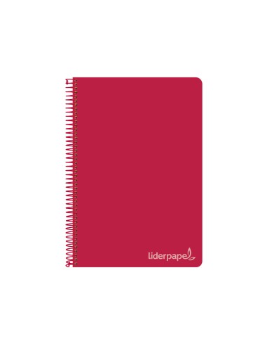 Cuaderno espiral liderpapel cuarto witty tapa dura 80h 75gr cuadro 4mm con margen color rojo