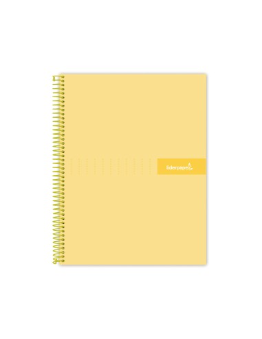 Cuaderno espiral liderpapel a5 micro crafty tapa forrada 120h 90 gr cuadro 5mm 5 bandas6 taladros color amarillo