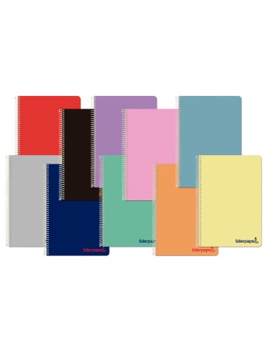 Cuaderno espiral liderpapel a5 wonder tapa plastico 80h 90g pauta estrecha 25mm con margen colores surtidos