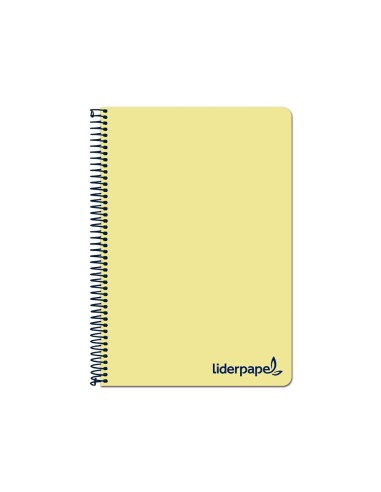 Cuaderno espiral liderpapel a4 wonder tapa plastico 80h 90gr cuadro 4mm con margen color amarillo