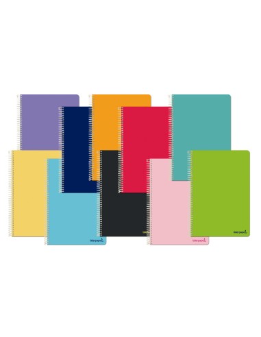 Cuaderno espiral liderpapel cuarto smart tapa blanda 80h 60gr cuadro 5mm con margen colores surtidos