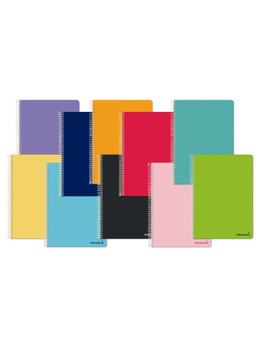 Cuaderno espiral liderpapel cuarto apaisado smart tapa blanda 80h 60gr cuadro 4mm conmargen colores surtidos