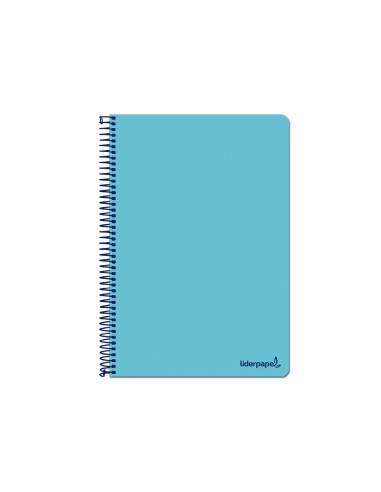 Cuaderno espiral liderpapel folio smart tapa blanda 80h 60gr cuadro 4mm con margen color celeste