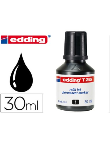 Tinta rotulador edding t 25 negro frasco de 30 ml