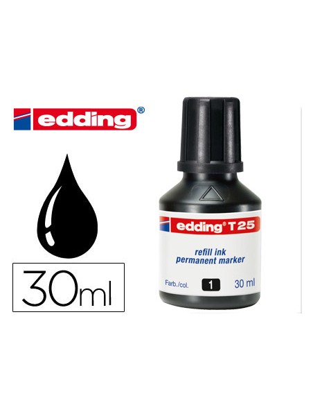 Tinta rotulador edding t 25 negro frasco de 30 ml