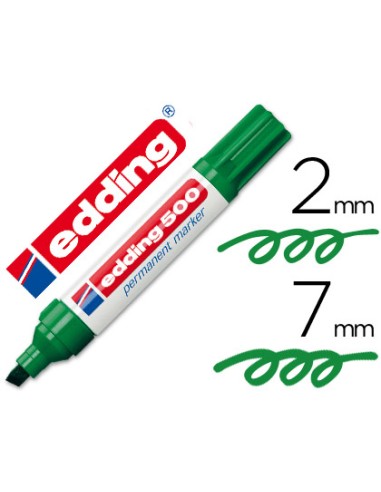 Rotulador edding marcador permanente 500 verde punta biselada 7 mm