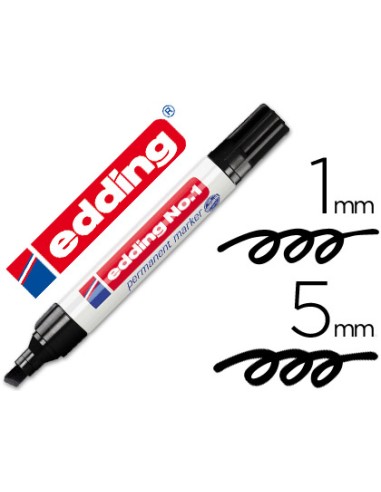 Rotulador edding marcador permanente 1 negro punta biselada 5 mm