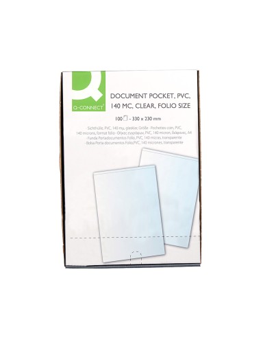 Funda portadocumento q connect folio 140 micras pvc transparente 230x330mm