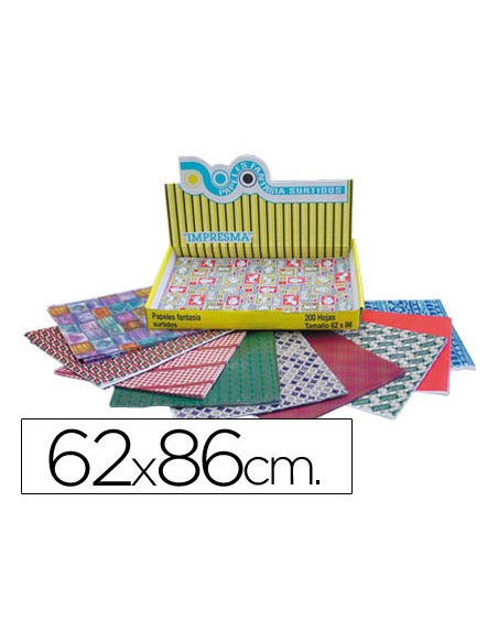 Papel de regalo impresma tamano 62x86 cm caja de 200 hojas