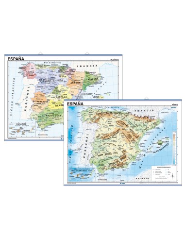 Mapa mural espana fisico politico 140x100 cm