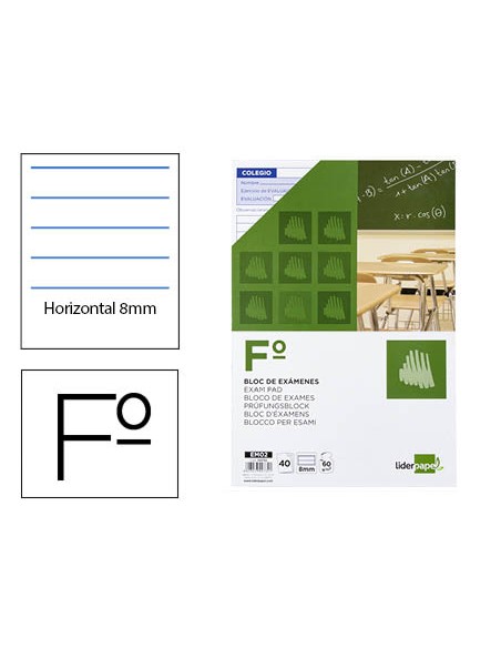 Bloc examenes liderpapel horizontal folio 40 hojas 60g m2