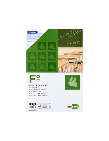Bloc examenes liderpapel horizontal folio 40 hojas 60g m2