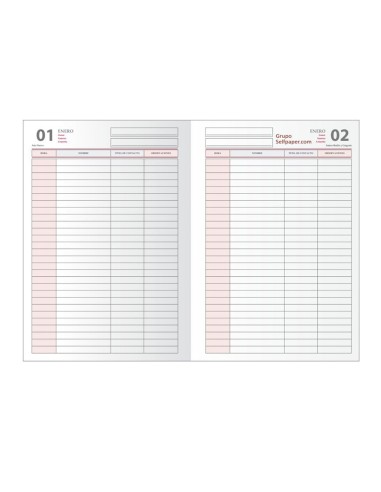 Libro de reservas dohe encuadernado tapa polipiel 2022 din a4 384 paginas dia pagina papel blanco 70 gr