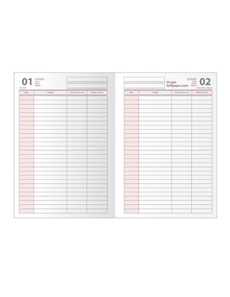 Libro de reservas dohe encuadernado tapa polipiel 2022 din a4 384 paginas dia pagina papel blanco 70 gr