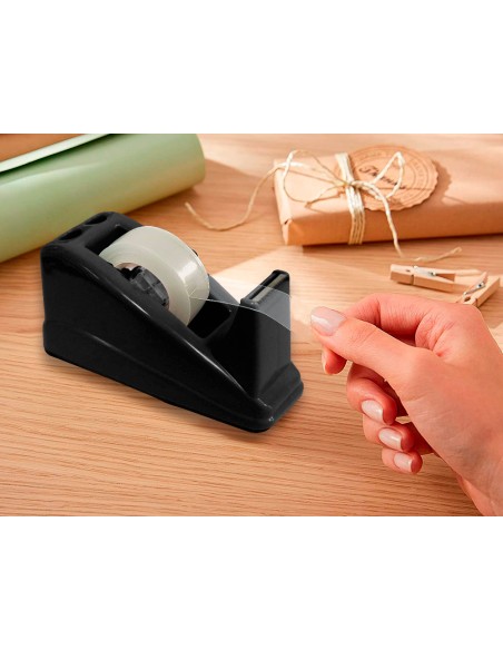 Portarrollo sobremesa q connect plastico para cinta de 33 mt color negro 135x58x60 mm