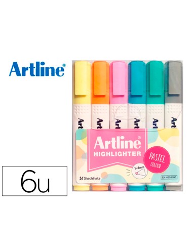 Rotulador artline fluorescente ek 660 colores pastel bolsa de 6 unidades colores surtidos