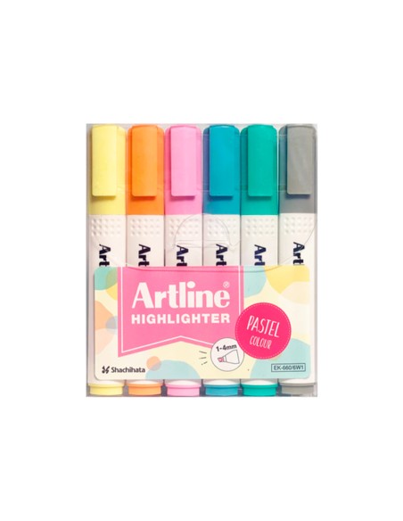 Rotulador artline fluorescente ek 660 colores pastel bolsa de 6 unidades colores surtidos